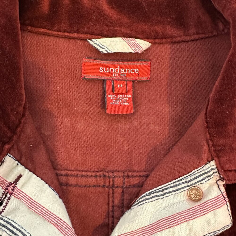 Sundance Wren Burgundy Velvet Velour Button Up Jacket Women's Size M - Picture 12 of 13